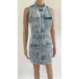 BALMAIN DISTRESSES DENIM DRESS FR 36/ US 4